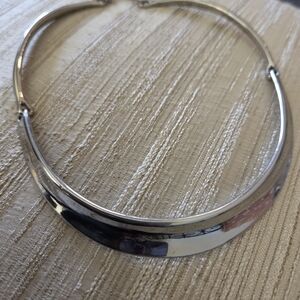 WHBM Silver Collar Necklace | White House Black Market Modern Statement Choker